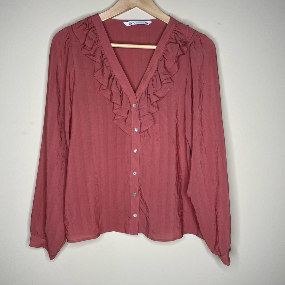 Zara | Ruffled Button Down Blouse - image 1
